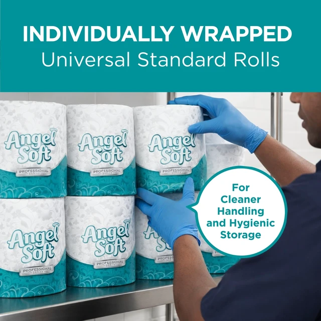 Alt view image 3 of 7 - Angel Soft Professional Series by Georgia-Pacific PRO 2-Ply Embossed Toilet Paper, White, Individually Wrapped, 450 Sheets Per Roll, 80 Toilet Tissue Rolls Per Case, 16880