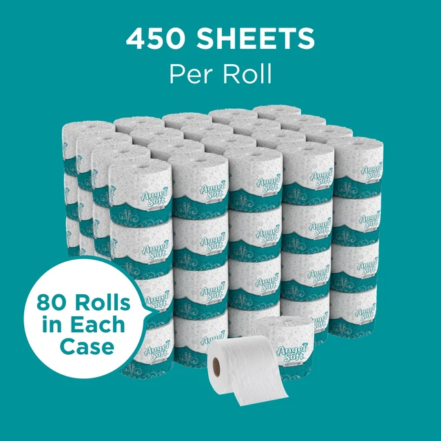 Alt view image 4 of 7 - Angel Soft Professional Series by Georgia-Pacific PRO 2-Ply Embossed Toilet Paper, White, Individually Wrapped, 450 Sheets Per Roll, 80 Toilet Tissue Rolls Per Case, 16880