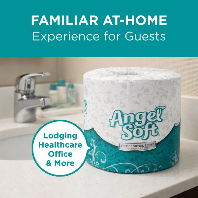 Alt view image 6 of 7 - Angel Soft Professional Series by Georgia-Pacific PRO 2-Ply Embossed Toilet Paper, White, Individually Wrapped, 450 Sheets Per Roll, 80 Toilet Tissue Rolls Per Case, 16880
