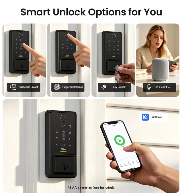Alt view image 2 of 4 - Wi-Fi Fingerprint Smart Door Lock for Front Door | Built in Wi-Fi, Remote APP Control