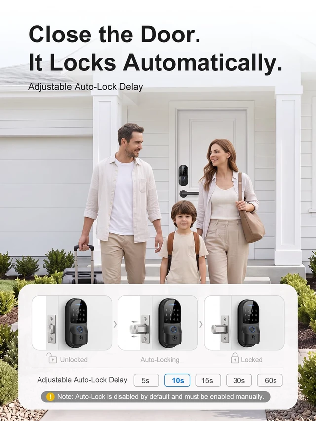Alt view image 5 of 7 - Smart Lock with Built-in WiFi, Fingerprint Keyless Entry Door Lock with Keypad, Tuya App Remote Access, Temporary Passcodes, Auto Lock, IC Cards and Keys, No Hub Required, Black
