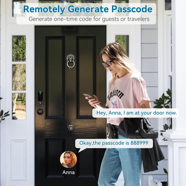 Alt view image 4 of 7 - APP Fingerprint Smart Door Locks for Front Door with Handle Set | Keyless Entry Door Lock Keypad Deadbolt, Bluetooth Digital Electronic Touchscreen, Easy Install, Auto Lock, Black