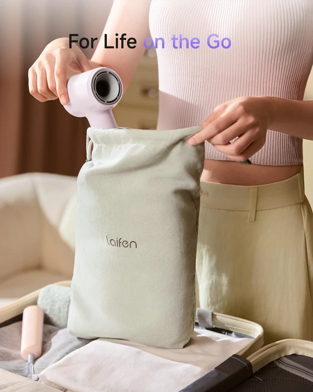 Alt view image 7 of 7 - Air 15 x Fast Drying Ionic Hair Dryer for Travel, Palm-Sized, Pink | Ultra Light, 200M Negative Ions for Frizz Control, Heat Protection, 5 Modes & 2 Airspeeds, Perfect for Styling & Daily Use