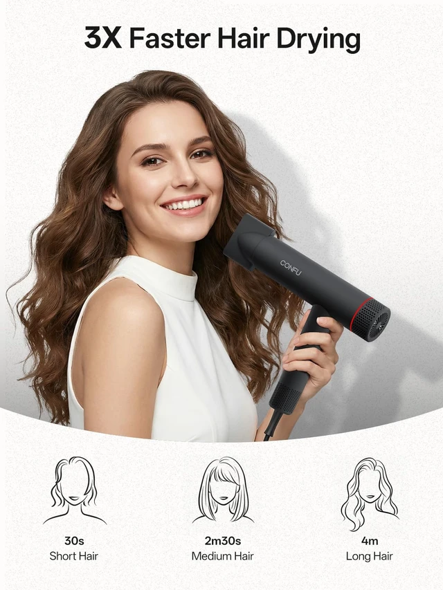 Alt view image 4 of 7 - Hair Dryer, Hair Dryer with Diffuser 110000 RPM | High-Speed Professional Ionic Blow Dryer for Fast Drying, Hair Diffuser for Curly Hair for Home Travel