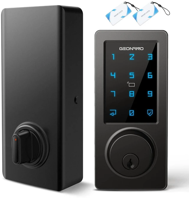 Main image of Keyless Entry Door Lock, Smart Door Lock with Keypad, Black | Bluetooth, App Control, IC Card, Easy Install, Ideal for Home, Apartment, Office, Hotel