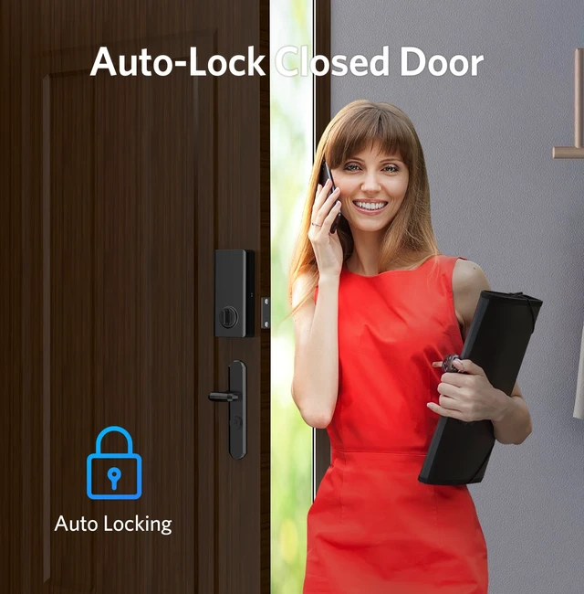 Alt view image 7 of 7 - Keyless Entry Door Lock, Smart Door Lock with Keypad, Black | Bluetooth, App Control, IC Card, Easy Install, Ideal for Home, Apartment, Office, Hotel