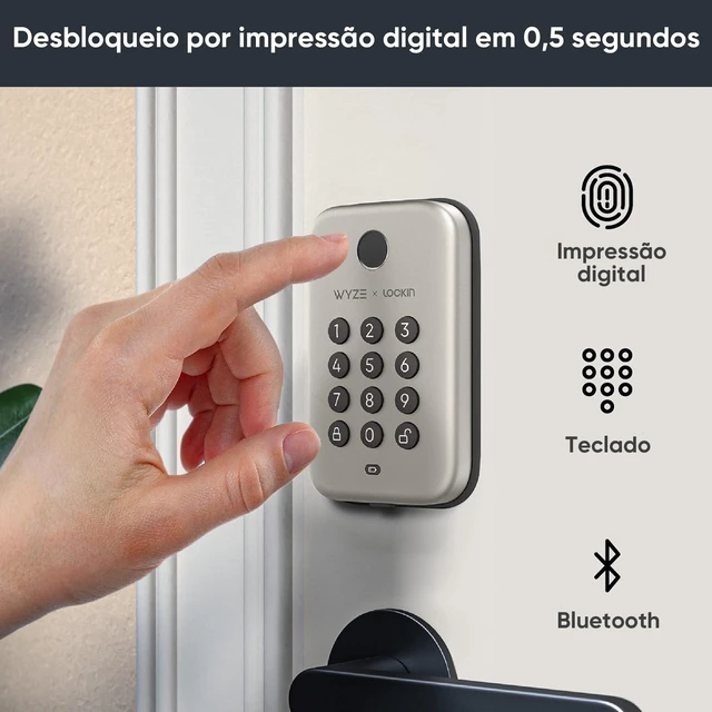 Alt view image 2 of 6 - Bolt, Fingerprint Unlock with Keypad, Electronic Entry Door Smart Deadbolt Lock, IPX5 Weatherproof, Easy Installation, Satin Nicke