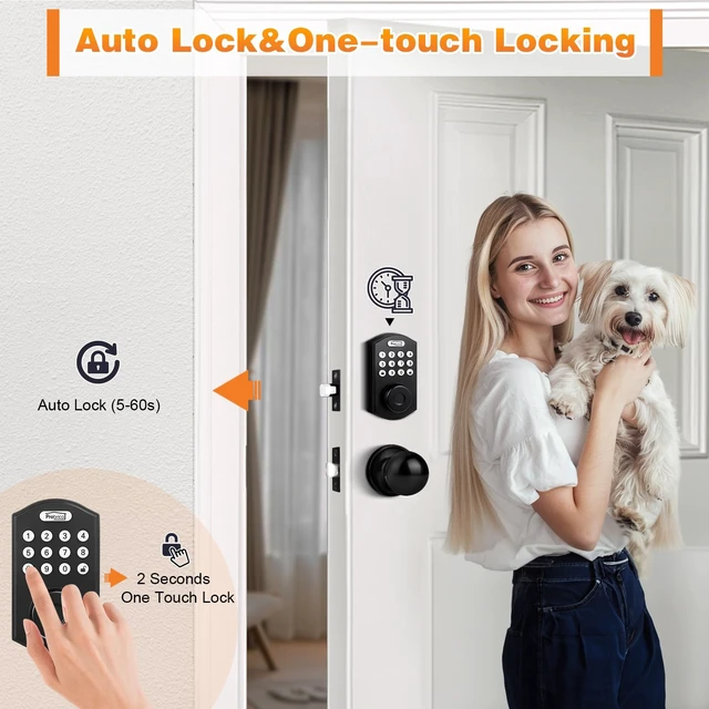 Alt view image 6 of 6 - Smart Fingerprint Door Lock, Black | Electronic Entry Door Lock Deadbolt with Knob Set, Door Knob with Smart Keypad Deadbolt Lock, Auto Lock, App