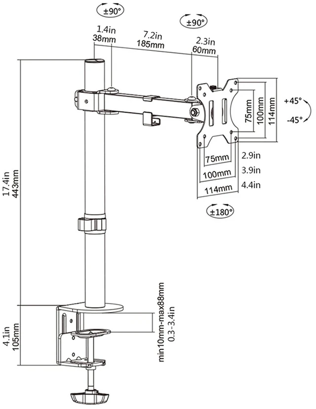 Alt view image 2 of 6 - Single Monitor Arm Monitor Arm Single Monitor Desk Mount Height Adjustable Monitor Stand Mount Monitor Arm Desk Mount Fits 13 to 32 Inch Screens Monitor Desktop Mount (Size : A)