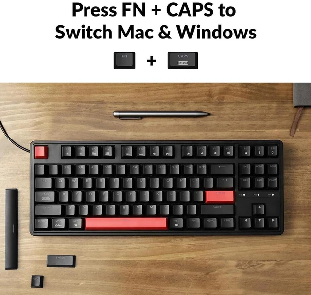 Alt view image 7 of 7 - C3 Pro QMK/VIA Custom Gaming Keyboard, Programmable 87 Keys Compact TKL Layout Gasket Mount, Red LED Backlight Wired Mechanical Keyboard with Brown Switches for Mac/Windows/Linux