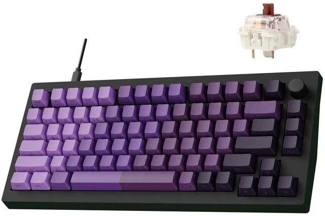 Main image of X4 75% QMK Wired Mechanical Gaming Keyboard, Tactile Brown Switch | South-facing red backlight, side-printed double-shot PBT keycaps, 1000 Hz polling rate, gasket mount, NKRO, Windows/Linux