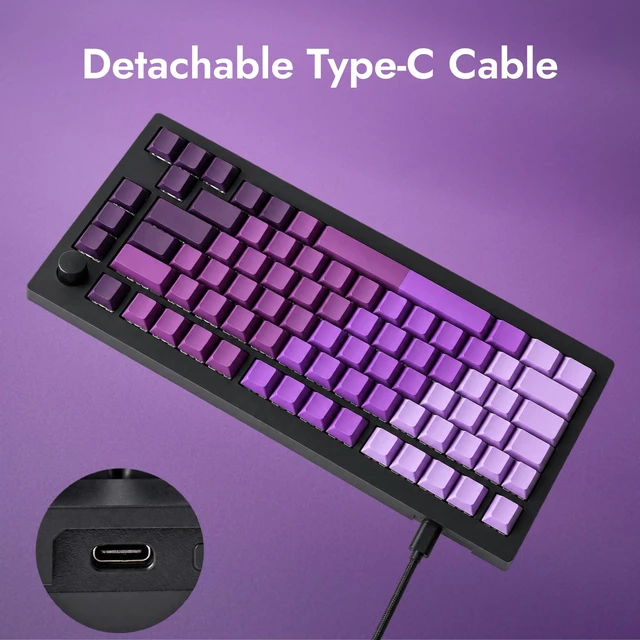Alt view image 5 of 7 - X4 75% QMK Wired Mechanical Gaming Keyboard, Tactile Brown Switch | South-facing red backlight, side-printed double-shot PBT keycaps, 1000 Hz polling rate, gasket mount, NKRO, Windows/Linux