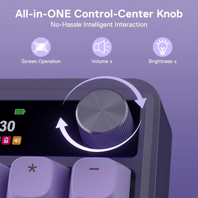 Alt view image 6 of 7 - K762 PRO Wireless 104-Key Gasket Gaming Keyboard, Screen & Knob | Easy-Control LED Info Display, 0-Delay Tri-Mode, Cushioned 5-Layer Noise Dampening for Creamy Thocky Sound, Full-Size 104-Key