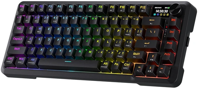 Main image of K724 PRO Wireless 81-Key Gasket Gaming Keyboard with Screen & Knob | Easy-Control LED Info Display, 0-Delay Tri-Mode, Cushioned 5-Layer Noise Dampening for Creamy Thocky Sound, Compact 80% Size