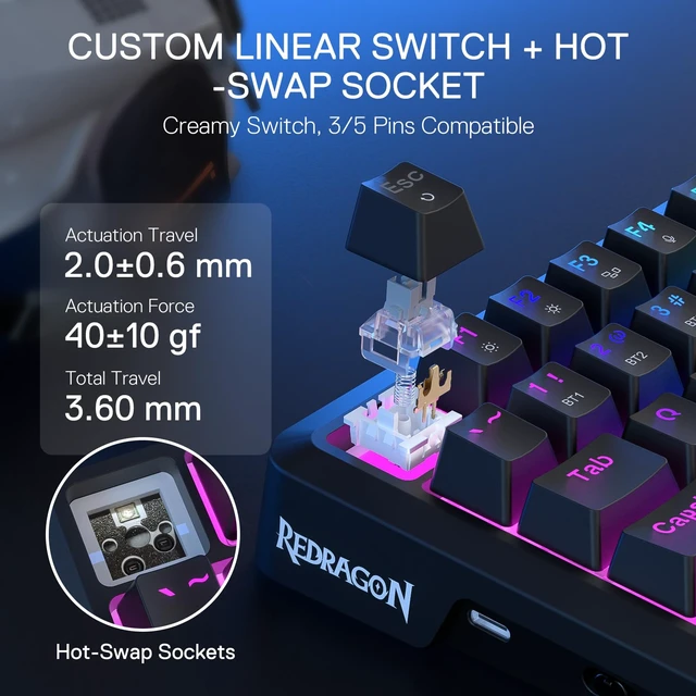 Alt view image 6 of 7 - K724 PRO Wireless 81-Key Gasket Gaming Keyboard with Screen & Knob | Easy-Control LED Info Display, 0-Delay Tri-Mode, Cushioned 5-Layer Noise Dampening for Creamy Thocky Sound, Compact 80% Size