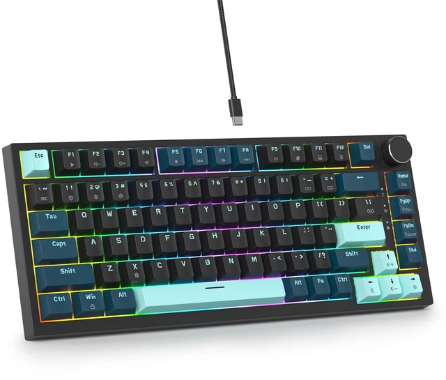 Main image of 75 Percent Keyboard Gasket-Mounted with Sound Absorbing Pads, 82-Key Compact Wired RGB Mechanical Gaming Keyboard Hot-Swap Socket for Win, Monster-B