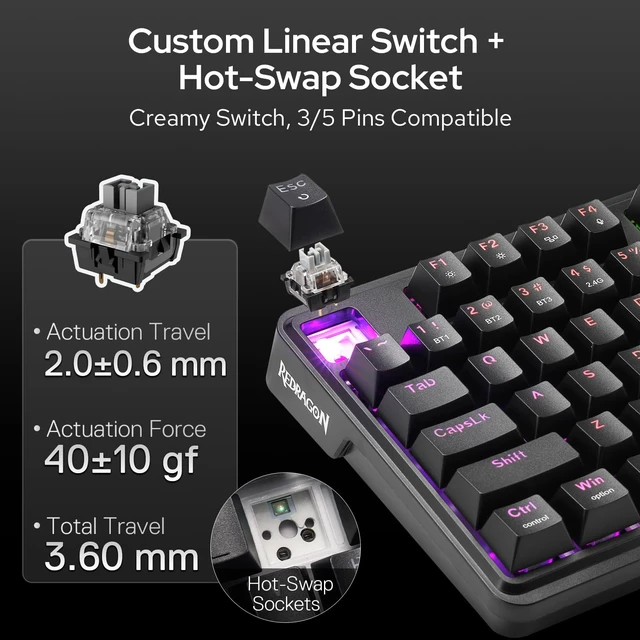 Alt view image 7 of 7 - K762 PRO Wireless 104-Key Gasket Gaming Keyboard, Screen & Knob | Easy-Control LED Info Display, 0-Delay Tri-Mode, Cushioned 5-Layer Noise Dampening for Creamy Thocky Sound, Full-Size 104-Key