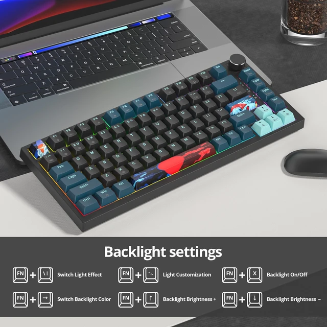 Alt view image 4 of 6 - 75 Percent Keyboard Gasket-Mounted with Sound Absorbing Pads, 82-Key Compact Wired RGB Mechanical Gaming Keyboard Hot-Swap Socket for Win, Monster-B