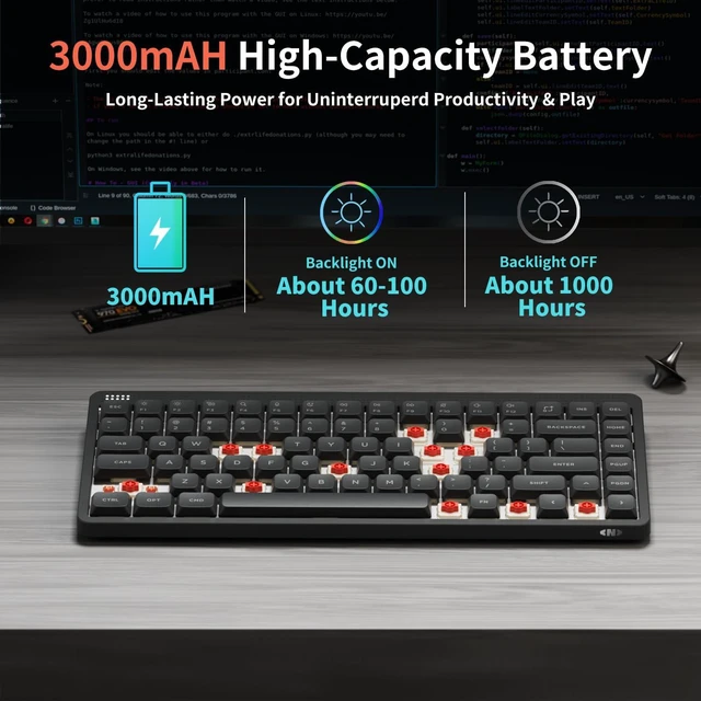 Alt view image 6 of 7 - NuPhy Node75 Low Profile Mechanical Keyboard, Supports Touch Gestures | 75% Wireless Keyboard, For Mac / Windows, For Bluetooth, 2.4GHz, USB-C, PBT Keycaps RGB Backlit Gaming / Office Keyboard