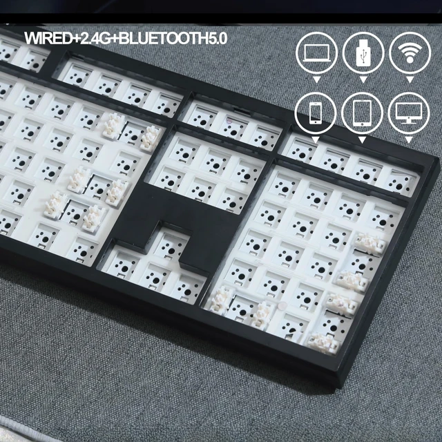 Alt view image 4 of 7 - Barebones Mechanical Keyboard Kit,VIA Programmable Gasket Mounted BT5.0/2.4GHz/Type-C Tri-Mode Wired Hot-Swap RGB Backlit Full Size Custom PCB DIY Mechanical Keyboard Kit(Black)