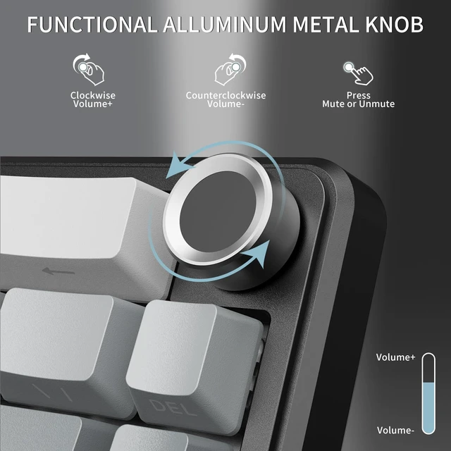 Alt view image 4 of 7 - X66 Wireless 60% RGB Mechanical Gaming Keyboard-Moonlight | Volume Knob,USB-C Wired/BT5.0/2.4Ghz,Gasket Mount,Side Printed PBT Keycap,Hot Swappable Strawberry Switch,TKL,NKRO for PC Mac