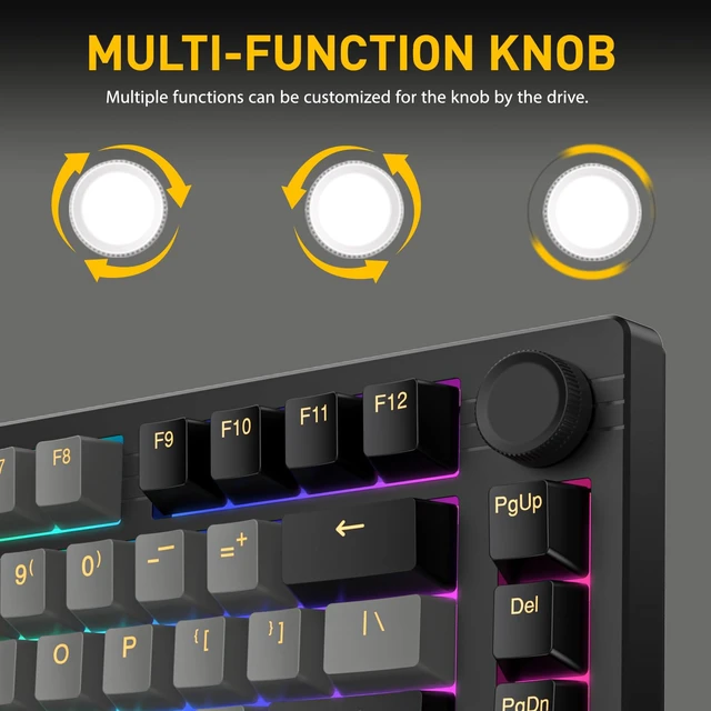 Alt view image 6 of 7 - EK75PRO 75% Wireless Mechanical Gaming Keyboard with Knob | Gasket Custom Structure Creamy Keyboard,Hot Swap,2.4Ghz/BT5.1/USB-C,Pre-lubed Switches,RGB Backlit,PBT Keycaps,for Win/MAC