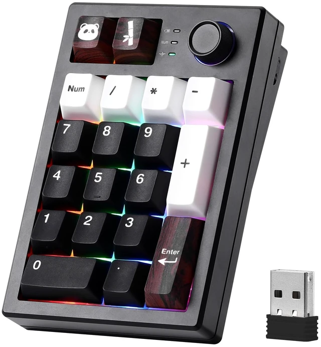 Main image of AL21 Aluminum Wireless Number Pad (Black, Cocoa Cream V2 Switch) | CNC Aluminum Mechanical Numpad with Knob, Wired/BT/2.4G RGB Numpad, Programmable Numeric Keypad RGB Hot-Swappable for Win/Mac