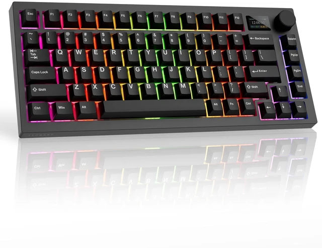 Main image of Spectre 75 Mechanical Gaming Keyboard | Customizable LCD Screen Display & Knob | Tri-Mode Wireless Bluetooth 2.4GHz | Gasket Mount Hot Swappable | Black Cocoa Brown Tactile Switches