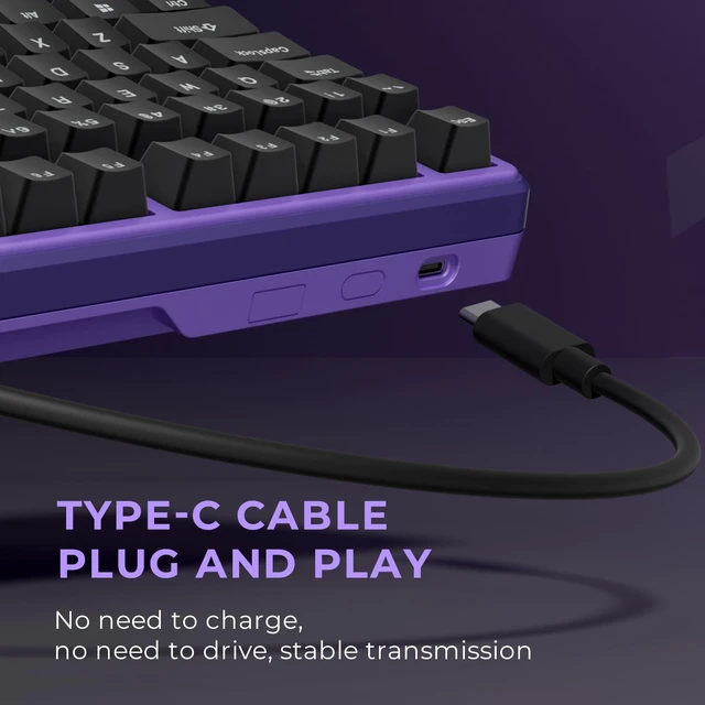 Alt view image 3 of 7 - X87 Mechanical Keyboard, 75% Wired Keyboard, Creamy Switch | 75% TKL Wired Gaming with 86 Keys, Gasket Mount, Purple Shell Design, Software Support, Hot-Swappable, Ice-Blue Backlight