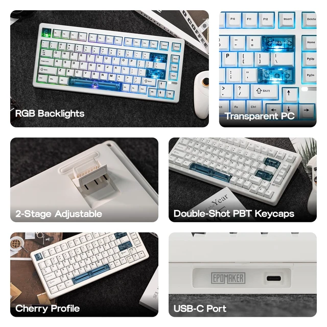 Alt view image 5 of 7 - HE80 Hall Effect Gaming Keyboard, 8K Polling & 32K Scan | Creamy Gasket, DKS, SOCD, Hot-Swappable, RGB Backlit, Wired Gaming Keyboard for PC & Mac (White)
