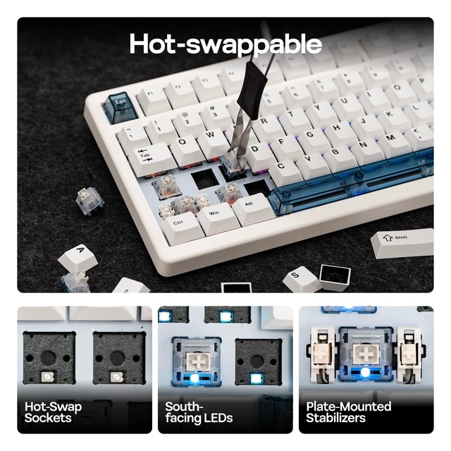 Alt view image 6 of 7 - HE80 Hall Effect Gaming Keyboard, 8K Polling & 32K Scan | Creamy Gasket, DKS, SOCD, Hot-Swappable, RGB Backlit, Wired Gaming Keyboard for PC & Mac (White)