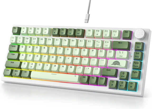 Main image of 75% Mechanical Gaming Keyboard - 75 Percent Matcha, Hot Swappable Gasket Mount, Red Switch, RGB Backlit 82 Keys TKL Mechanical Keyboard with Knob