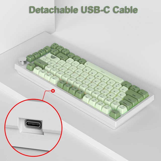 Alt view image 7 of 7 - 75% Mechanical Gaming Keyboard - 75 Percent Matcha, Hot Swappable Gasket Mount, Red Switch, RGB Backlit 82 Keys TKL Mechanical Keyboard with Knob