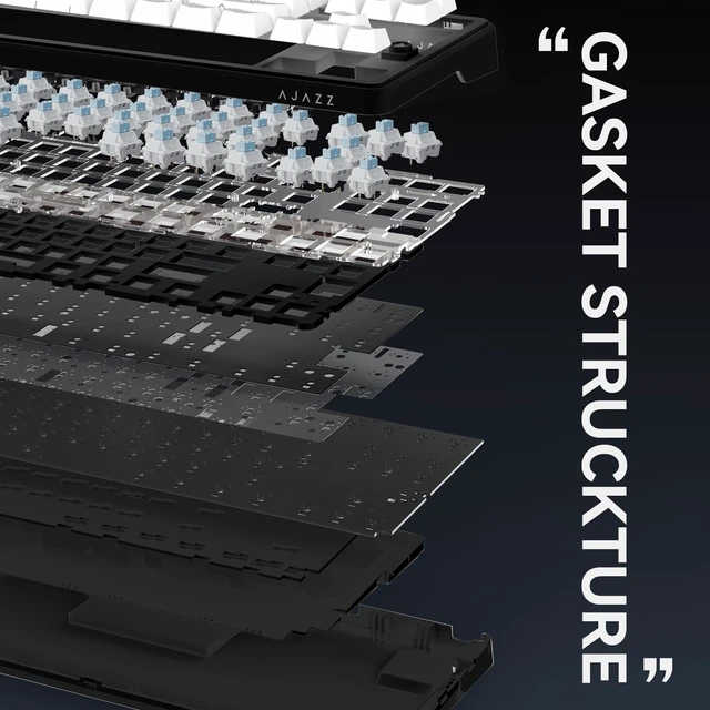 Alt view image 5 of 7 - AK870 87Keys Hot-Swappable Mechanical Keyboard, Gasket Mount Wired Gaming Keyboard with Linear Flying Fish Switches, 80% Compact, PBT , for PC & Typists (Starry Night Grey)