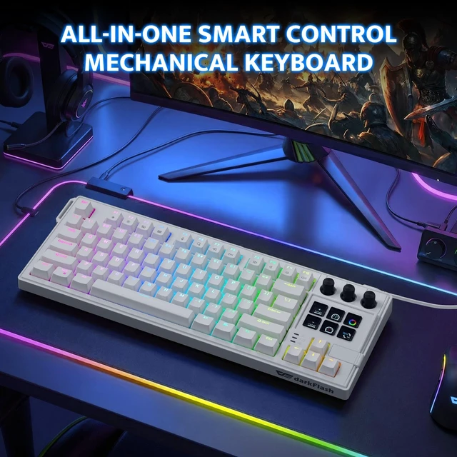 Alt view image 7 of 7 - K87PRO TKL Mechanical Keyboard with 6 LCD Stream Control Keys & 3 Media Knobs Gasket Mount, Hot-Swappable RGB Gaming & Streaming Macro Keyboard for PC & Mac (White)