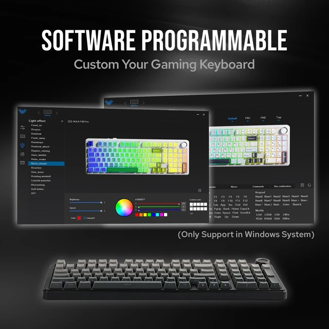 Alt view image 7 of 7 - Aula F99 PRO 96% Mechanical Gaming Keyboard, BT5.0/USB-C/2.4GHz | Wireless Custom Keyboard w/ 8000mAH Battery, Creamy Gasket, Hot Swappable, Rotary Knob, RGB Backlit for Win/Mac (Grey)