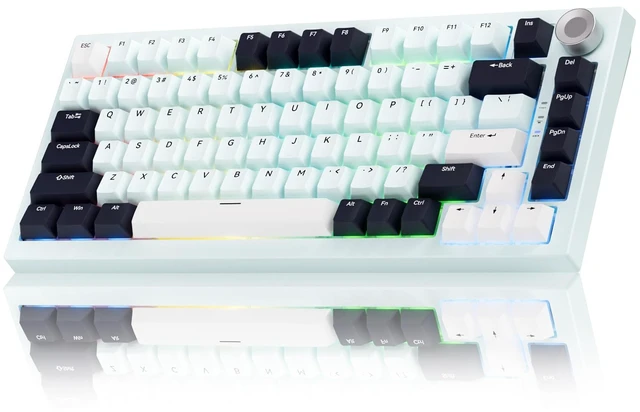 Main image of Iceland Blue 75% HotSwappable Mechanical Keyboard, TripleMode 2.4G BT5.1 USBC, Multifunctional Knob, Gradient PBT Keycaps, 8000mAh Battery, RGB Backlit, Gaming Custom Keypad for Windows Mac