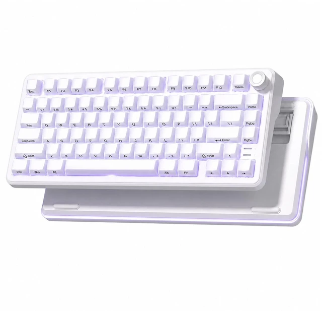 Main image of L75 Wireless Gaming Keyboard, Creamy Mechanical Keyboard with Knob | Gasket Structure, Hot-Swap Design, RGB Backlight, Crystal Jelly PBT Keycaps, Custom Driver, Win/Mac/PC (White)