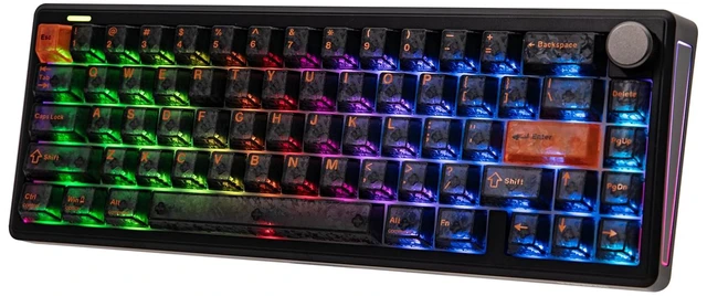 Main image of TH65 Wireless Mechanical Gaming Keyboard with Knob & 8000mAh | Adjustable Kickstand for Comfort Typing, 65%, BT/2.4GHz/USB-C, Hot-Swap, Creamy& Thocky Gasket (Black, Crystal)