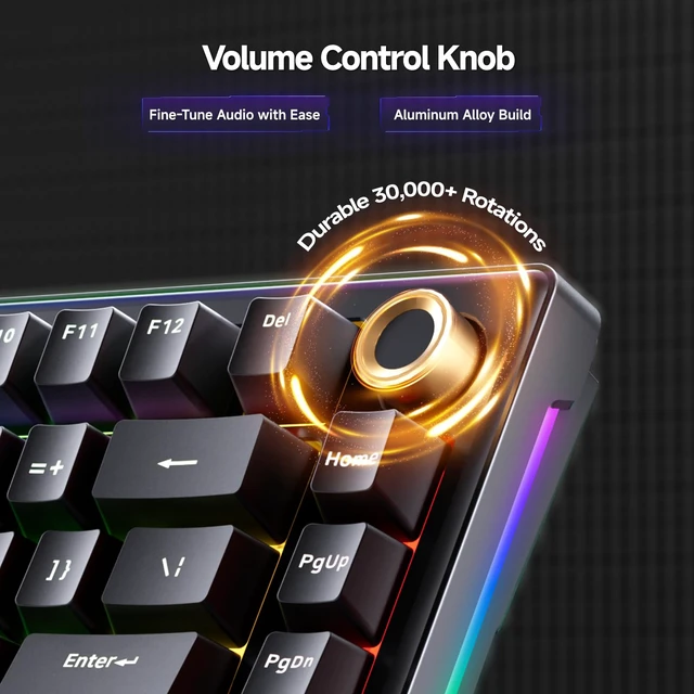 Alt view image 7 of 7 - T81E Mechanical Gaming Keyboard, 75% Gasket Mount Wired Keyboard with Knob & 5-Layer Sound Dampening, Hot-Swappable, RGB Backlit, 82 Keys for Windows/Mac/Linux - Black