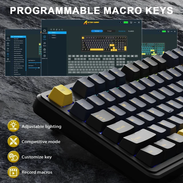 Alt view image 7 of 7 - X98 Wireless Mechanical Keyboard,Tri-Mode BT5.0/2.4GHz/USB-C Hot-Swappable,Gasket Mount with Pre-lubed Linear Switches,PBT Keycaps,RGB Backlit Gaming Keyboard for PC/Tablet/PS5/Xbox