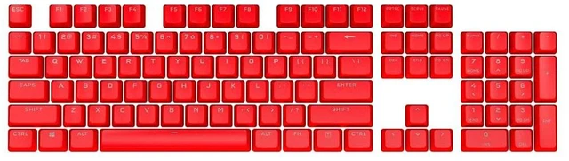 Main image of PBT Double-Shot PRO Keycap Mod Kit Double-Shot PBT Keycaps Origin Red Standard Bottom Row Textured Surface 1.5mm-Thick Walls O-Ring Dampeners