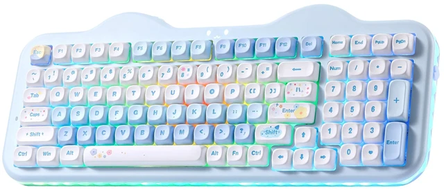 Main image of C98 Cute Cake Wireless Mechanical Keyboard(Blue, Candy Switch) | 99 Keys with Number Pad, Hot Swap, PBT MOA Keycaps, BT5.0/2.4G/USB-C, Gasket Mount, Custom RGB Backlit for Win/Mac