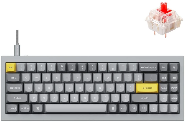Main image of Q7 Wired Custom Mechanical Keyboard, 70% Layout QMK/VIA Programmable Macro with Hot-swappable Gateron G Pro Red Switch Double Gasket Compatible with Mac Windows Linux (Gray - New)