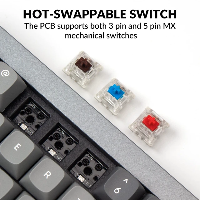 Alt view image 2 of 7 - Q7 Wired Custom Mechanical Keyboard, 70% Layout QMK/VIA Programmable Macro with Hot-swappable Gateron G Pro Red Switch Double Gasket Compatible with Mac Windows Linux (Gray - New)