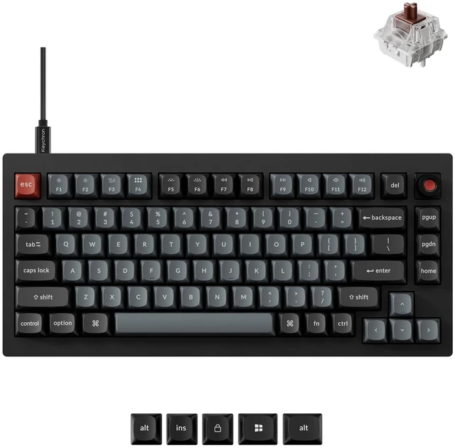 Main image of V1 8K Custom Mechanical Keyboard, 75% Wired Layout, Ultra-Low Latency 8000Hz, QMK Programmable, Hot-Swappable Brown Switches, RGB, for Gamers and Typists, Compatible with Mac/Windows/Linux