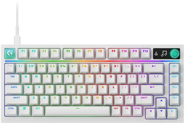 Main image of Loitech G316 X 75 Gaming Keyboard, Tactile Switches - White | 8 kHz report rate, hot-swappable, gasket structure, LED dot matrix display & dial, double shot PBT keycaps, USB-C, for PC