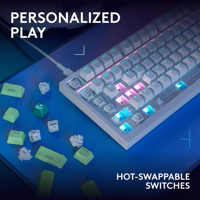 Alt view image 4 of 7 - Loitech G316 X 75 Gaming Keyboard, Tactile Switches - White | 8 kHz report rate, hot-swappable, gasket structure, LED dot matrix display & dial, double shot PBT keycaps, USB-C, for PC