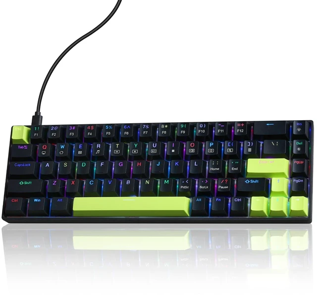 Main image of 68% Mechanical Gaming Keyboard with Customizable Lighting RGB Backlit, Pre-lubed Switches, USB-A Connectivity, Perfect for Gaming and Business, PC (Black)