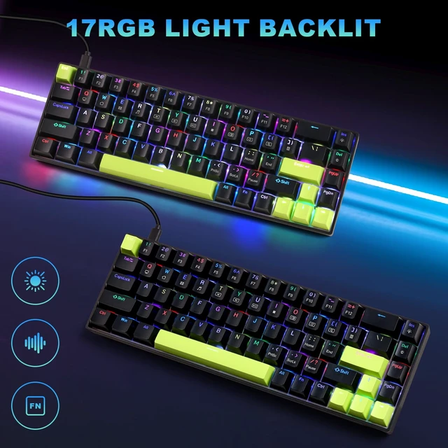 Alt view image 4 of 6 - 68% Mechanical Gaming Keyboard with Customizable Lighting RGB Backlit, Pre-lubed Switches, USB-A Connectivity, Perfect for Gaming and Business, PC (Black)